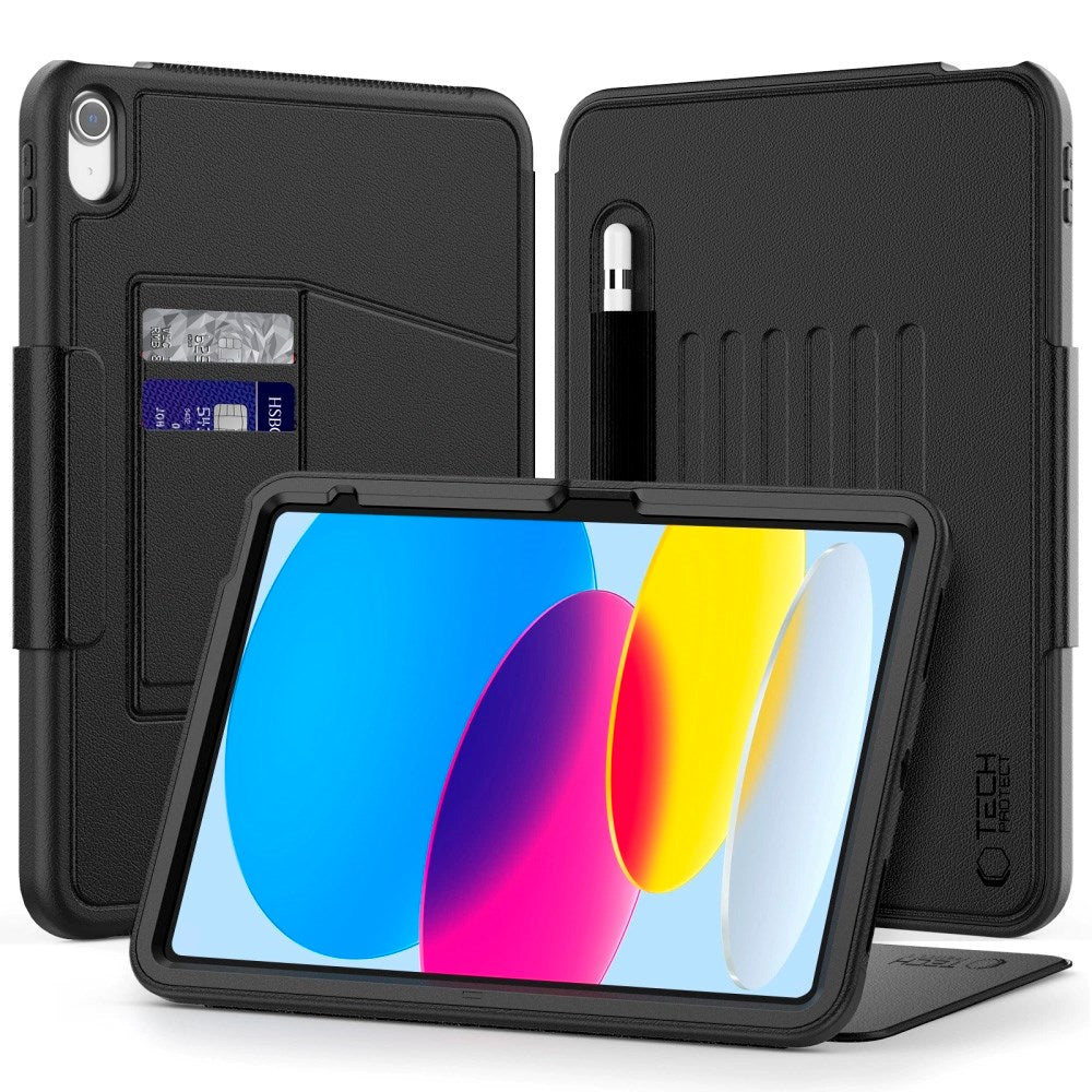 iPad 11" (2025) / iPad 10.9" (2024 / 2022) Tech-Protect Flip Cover m. Kortholder & Pencil Holder - Sort
