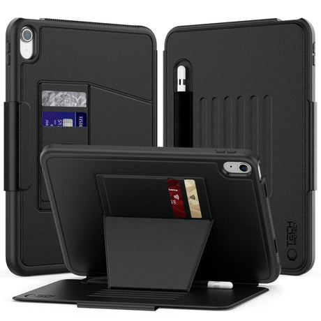 iPad 11" (2025) / iPad 10.9" (2024 / 2022) Tech-Protect Flip Cover m. Kortholder & Pencil Holder - Sort