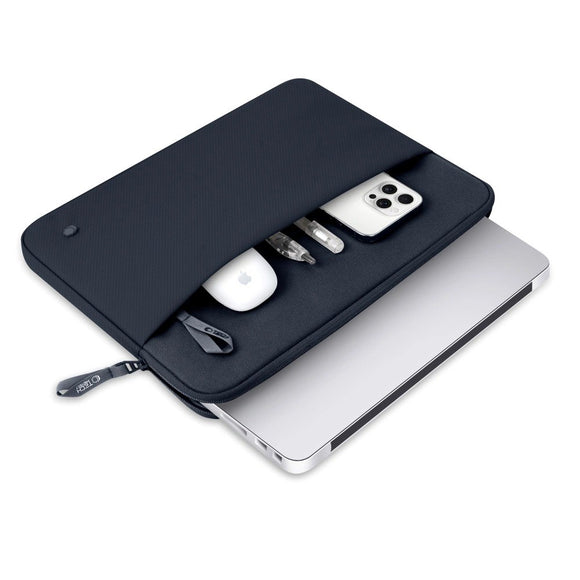 Tech-Protect MacBook / Laptop 13-14" Sleeve m. Foret Inderside & Lomme - Mørkeblå