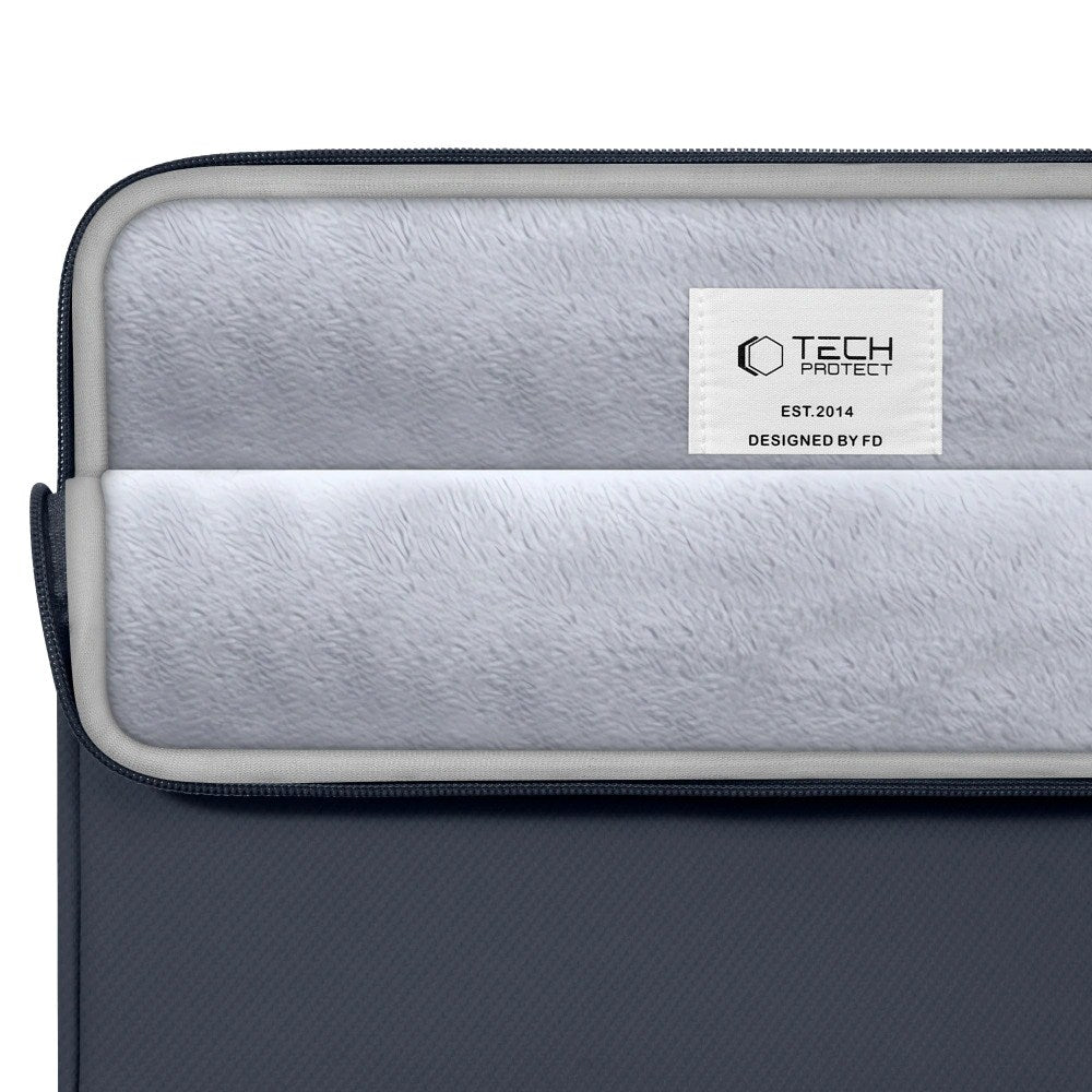 Tech-Protect MacBook / Laptop 13-14" Sleeve m. Foret Inderside & Lomme - Mørkeblå
