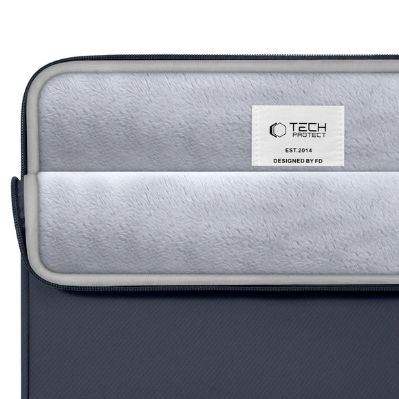 Tech-Protect MacBook / Laptop 13-14" Sleeve m. Foret Inderside & Lomme - Mørkeblå