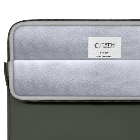 Tech-Protect MacBook / Laptop 13-14" Sleeve m. Foret Inderside & Lomme - Mørkegrøn