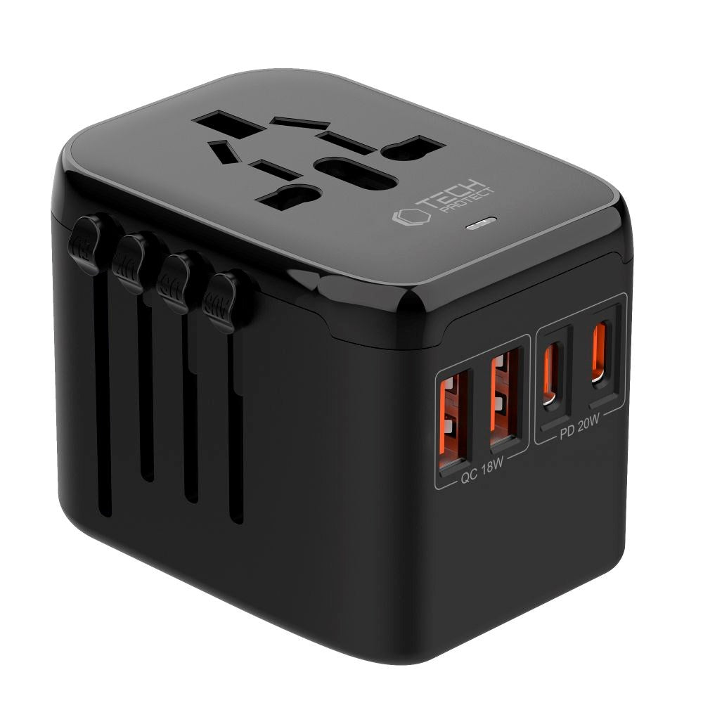 Tech-Protect Rejseadapter EU / UK / US / AU - Sort