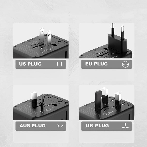 Tech-Protect Rejseadapter EU / UK / US / AU - Sort