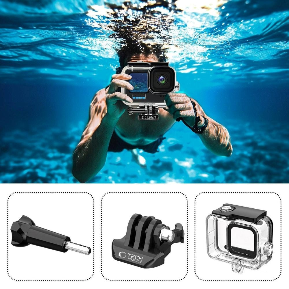 Tech-Protect GA200 Vandtæt Case GoPro Hero 9 / 10 / 11 / 12 / 13 - Gennemsigtig