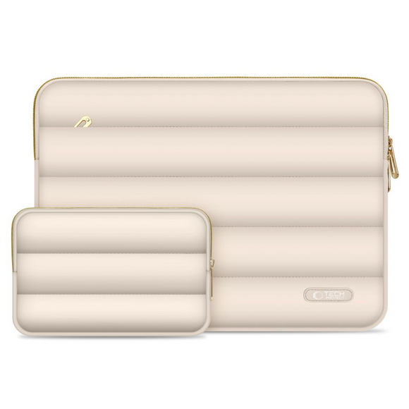 Tech-Protect Puffy MacBook / Laptop 15-16" Sleeve m. Lille Taske - Beige