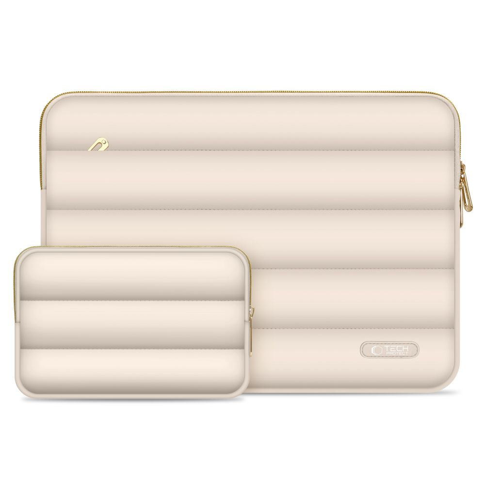 Tech-Protect Puffy MacBook / Laptop 13-14" Sleeve m. Lille Taske - Beige