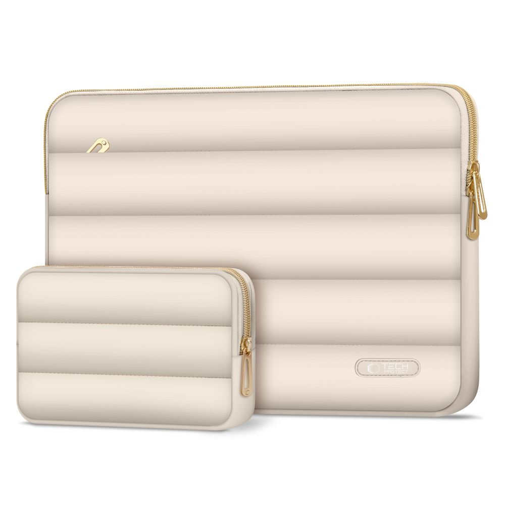 Tech-Protect Puffy MacBook / Laptop 15-16" Sleeve m. Lille Taske - Beige