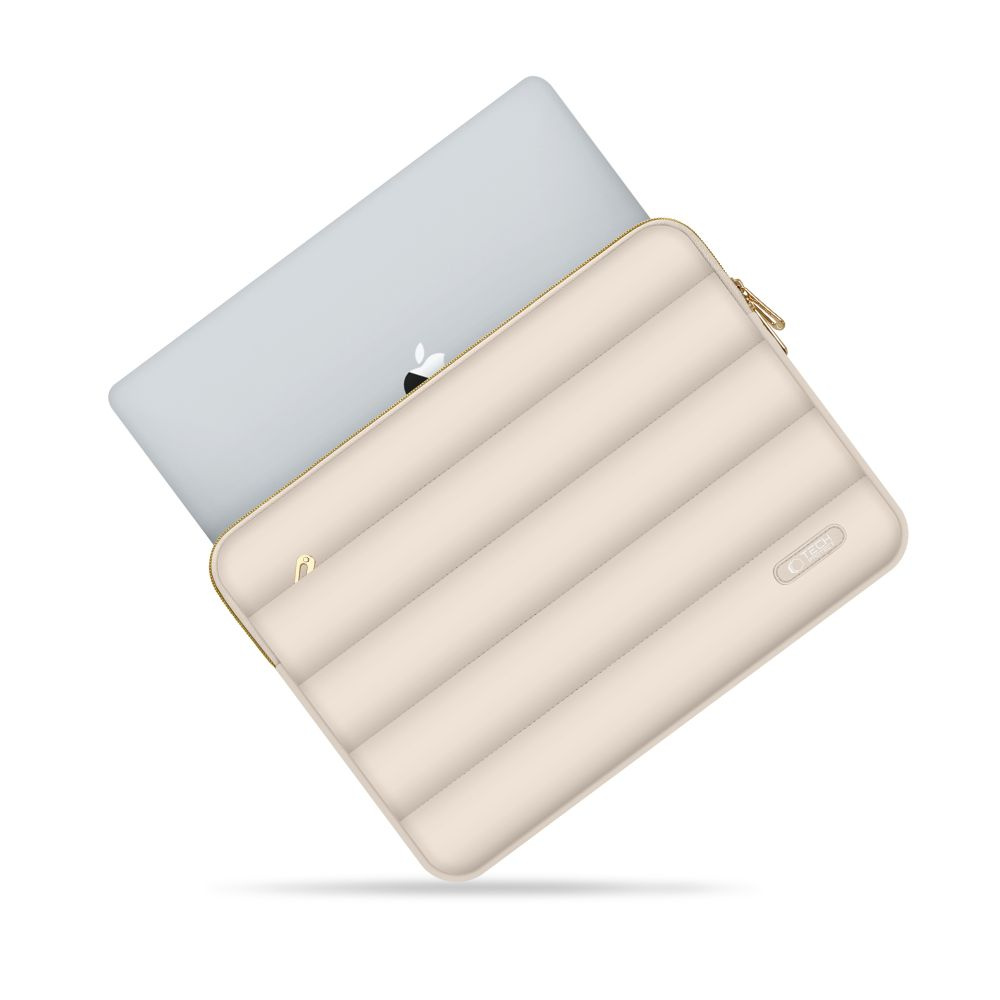 Tech-Protect Puffy MacBook / Laptop 13-14" Sleeve m. Lille Taske - Beige