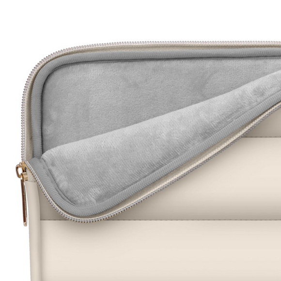 Tech-Protect Puffy MacBook / Laptop 15-16" Sleeve m. Lille Taske - Beige