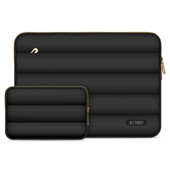 Tech-Protect Puffy MacBook / Laptop 13-14" Sleeve m. Lille Taske - Sort