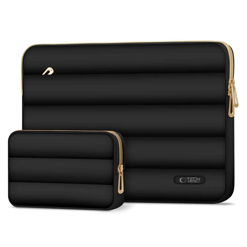 Tech-Protect Puffy MacBook / Laptop 13-14" Sleeve m. Lille Taske - Sort