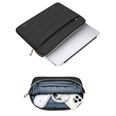 Tech-Protect Puffy MacBook / Laptop 13-14" Sleeve m. Lille Taske - Sort