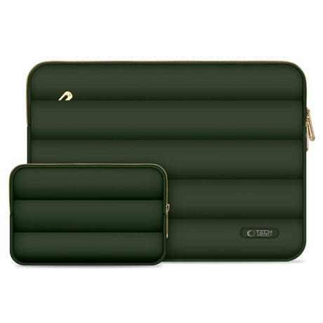 Tech-Protect Puffy MacBook / Laptop 15-16" Sleeve m. Lille Taske - Grøn