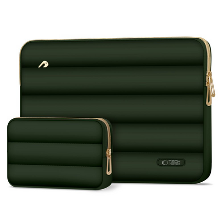 Tech-Protect Puffy MacBook / Laptop 15-16" Sleeve m. Lille Taske - Grøn