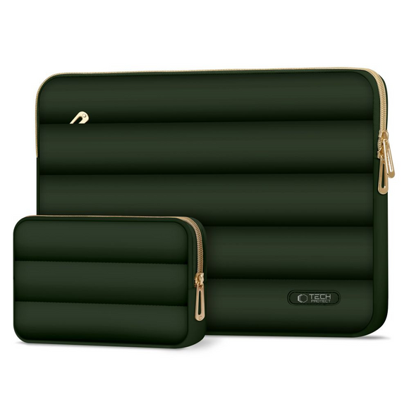 Tech-Protect Puffy MacBook / Laptop 15-16" Sleeve m. Lille Taske - Grøn