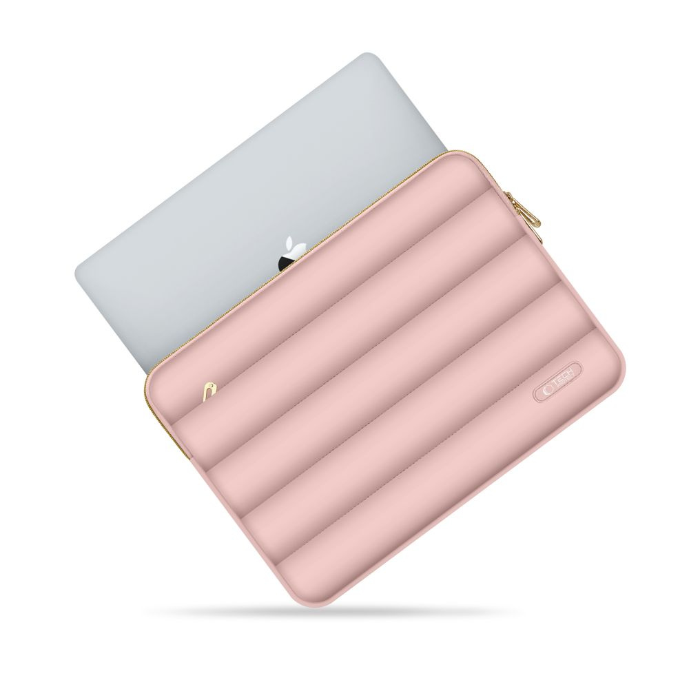 Tech-Protect Puffy MacBook / Laptop 13-14" Sleeve m. Lille Taske - Lyserød