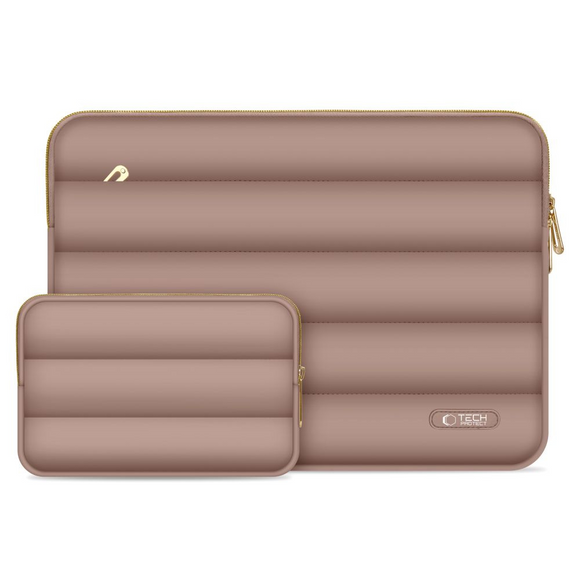 Tech-Protect Puffy MacBook / Laptop 15-16" Sleeve m. Lille Taske - Brun