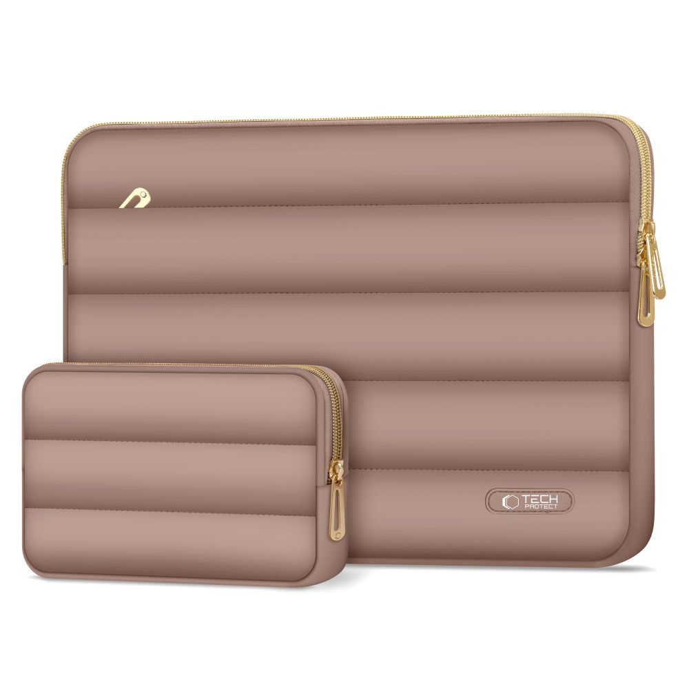 Tech-Protect Puffy MacBook / Laptop 15-16" Sleeve m. Lille Taske - Brun