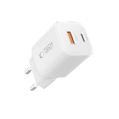 Tech-Protect 33W Vægoplader m. 1x USB-A & 1x USB-C - Hvid
