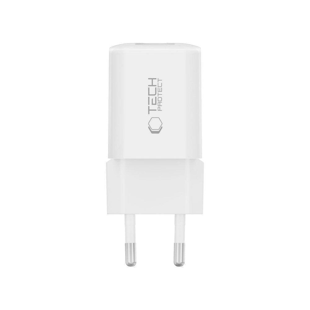 Tech-Protect 33W Vægoplader m. 1x USB-A & 1x USB-C - Hvid