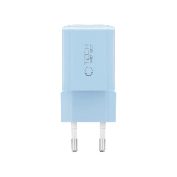 Tech-Protect 33W Vægoplader m. 1x USB-A & 1x USB-C - Blå