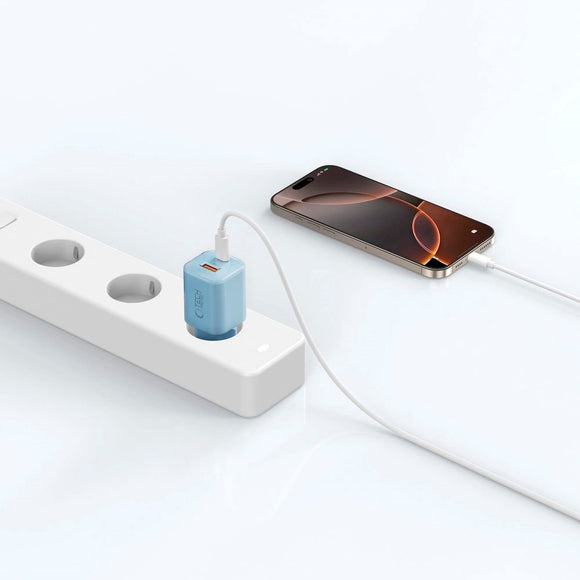 Tech-Protect 33W Vægoplader m. 1x USB-A & 1x USB-C - Blå