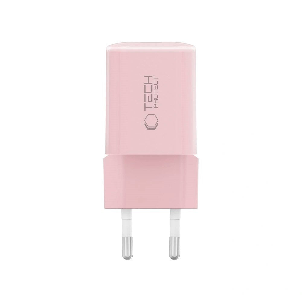 Tech-Protect 33W Vægoplader m. 1x USB-A & 1x USB-C - Lyserød