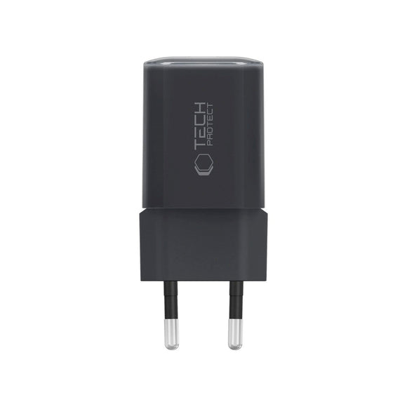 Tech-Protect 33W Vægoplader m. 1x USB-A & 1x USB-C - Sort