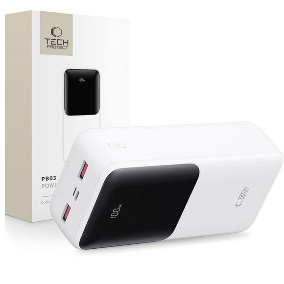 Tech-Protect Powerbank 30000mAh 22.5W - Hvid