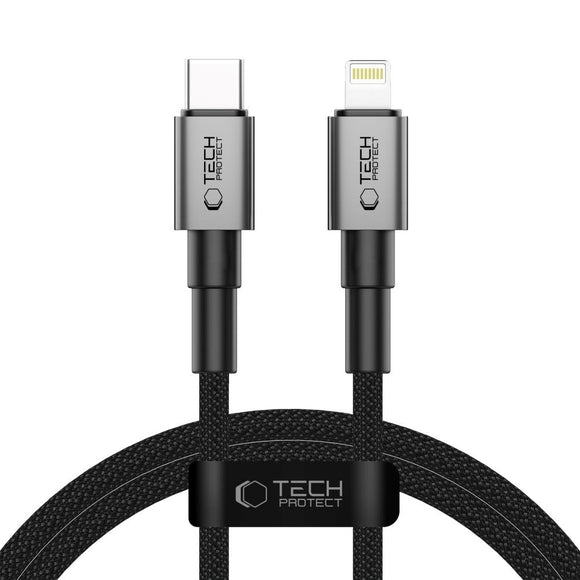 Tech-Protect Ultraboost DNA PD 27W/3A Lightning til USB-C Kabel 1m - Sort / Mørkegrå