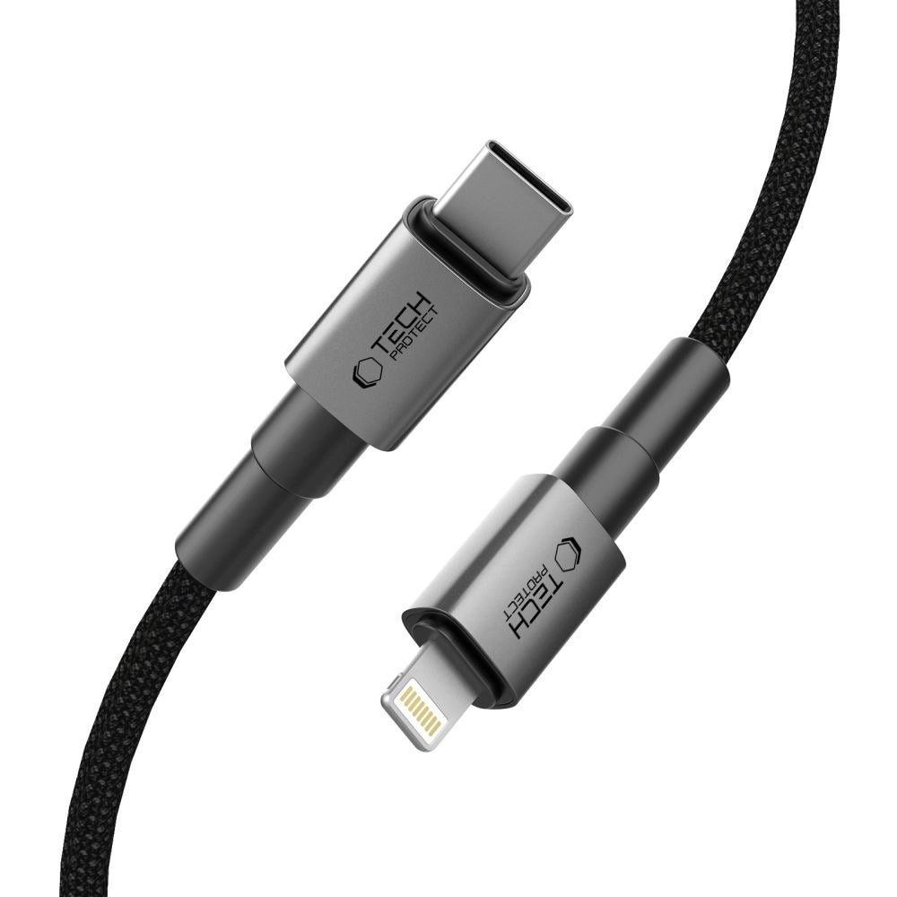 Tech-Protect Ultraboost DNA PD 27W/3A Lightning til USB-C Kabel 2m - Sort / Mørkegrå