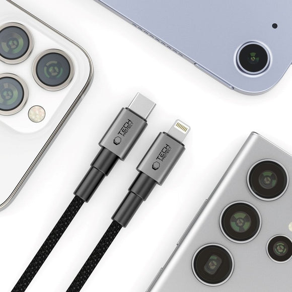 Tech-Protect Ultraboost DNA PD 27W/3A Lightning til USB-C Kabel 2m - Sort / Mørkegrå