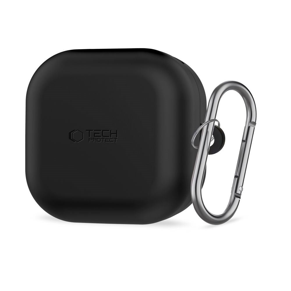 Samsung Galaxy Buds 4 / 4 Pro Tech-Protect Silikone Cover m. Karabinhage - Sort