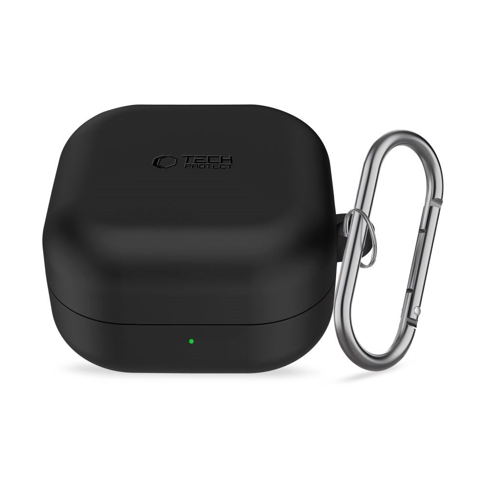 Samsung Galaxy Buds 4 / 4 Pro Tech-Protect Silikone Cover m. Karabinhage - Sort