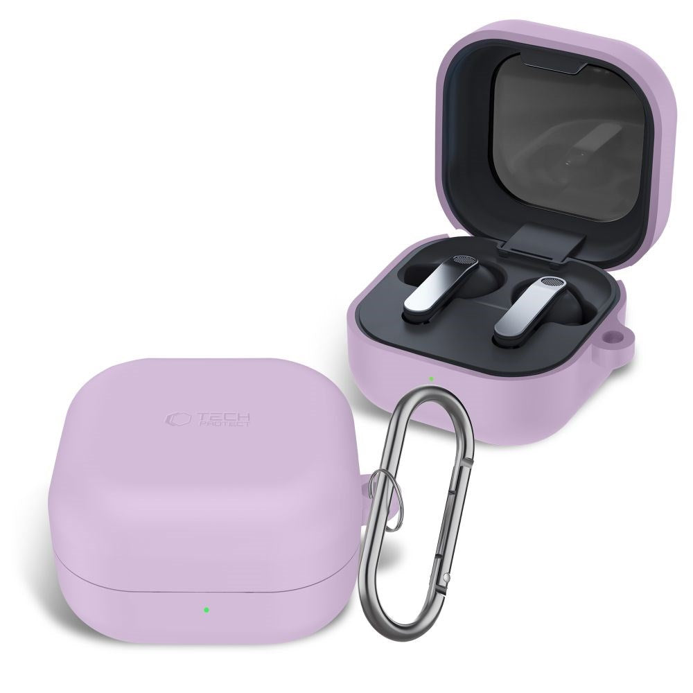 Samsung Galaxy Buds 4 / 4 Pro Tech-Protect Silikone Cover m. Karabinhage - Lilla