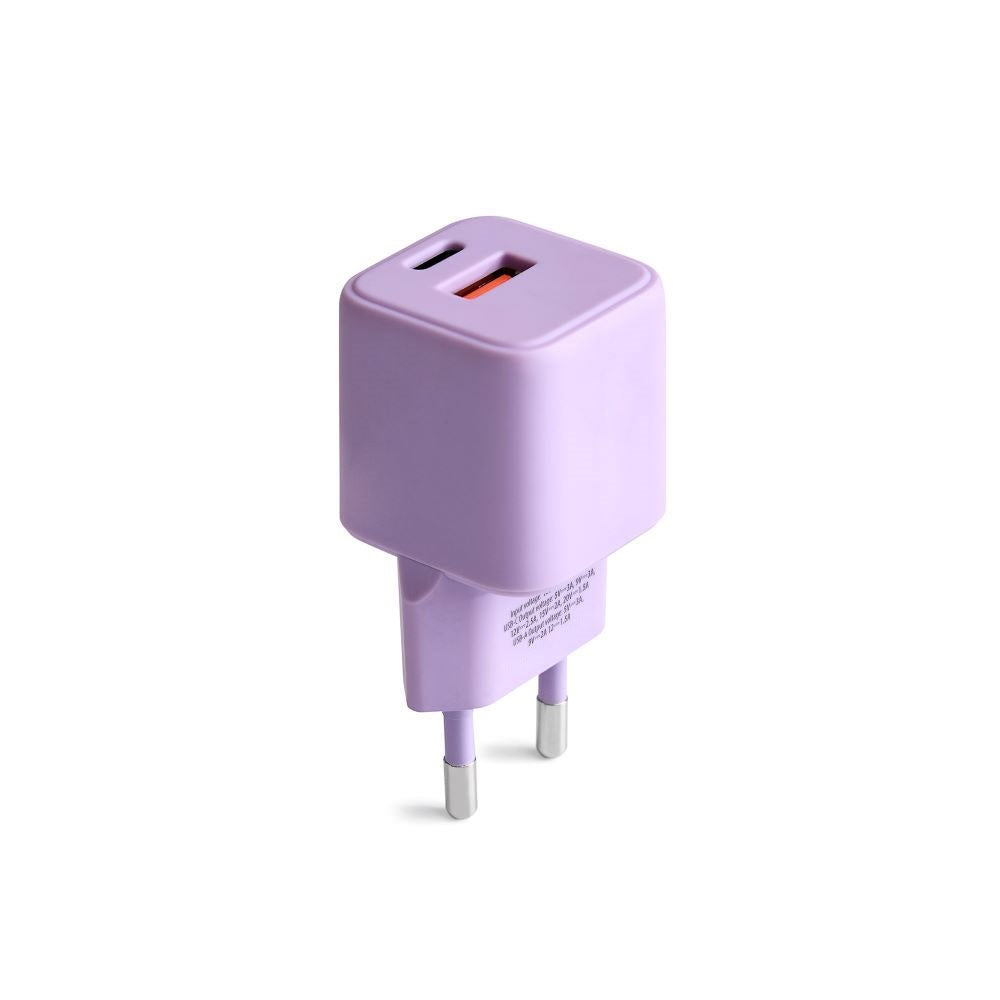 Colorum 30W Vægoplader m. 1x USB-A & 1x USB-C - Lavender