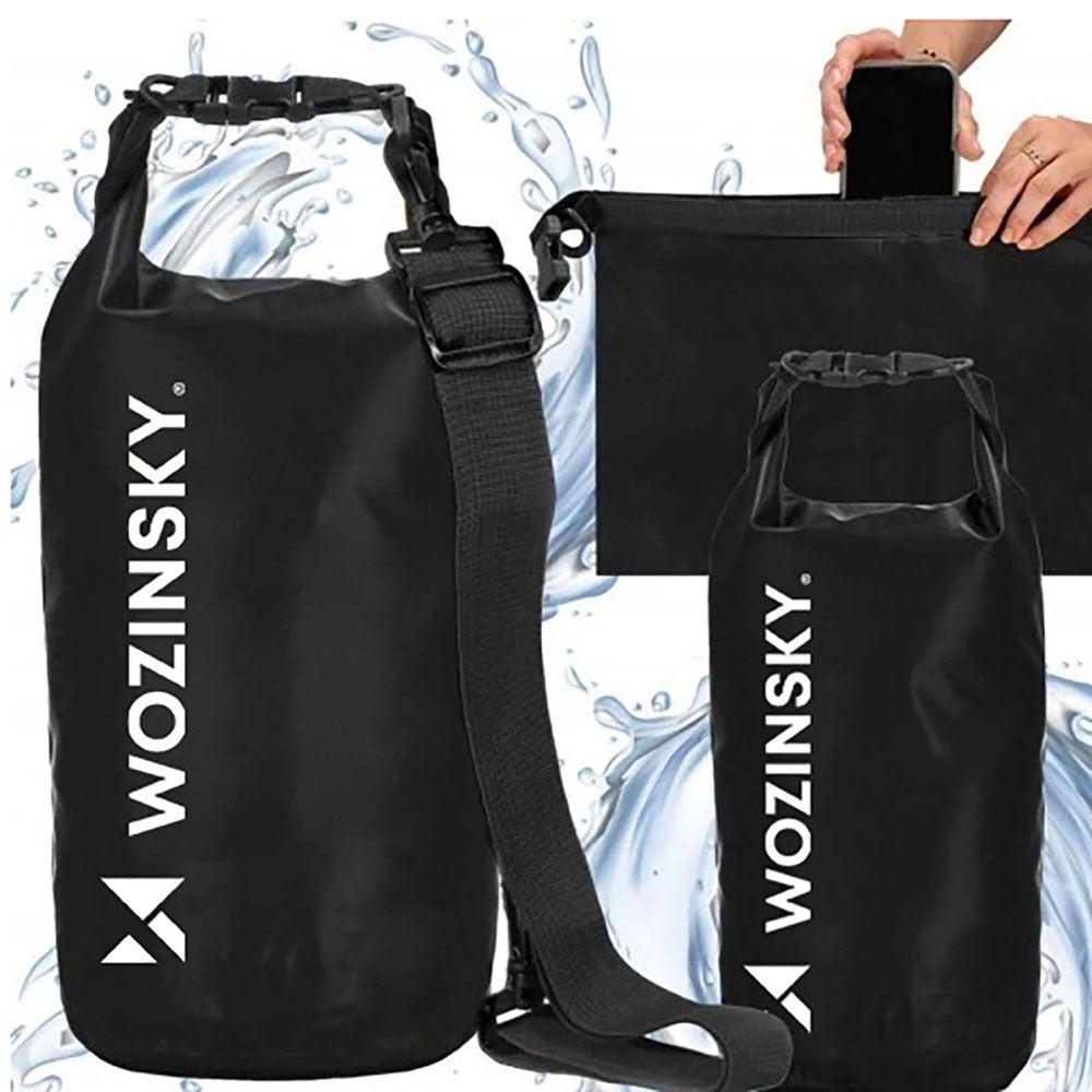 Wozinsky Vandtæt Taske m. Strop - 10L - Sort