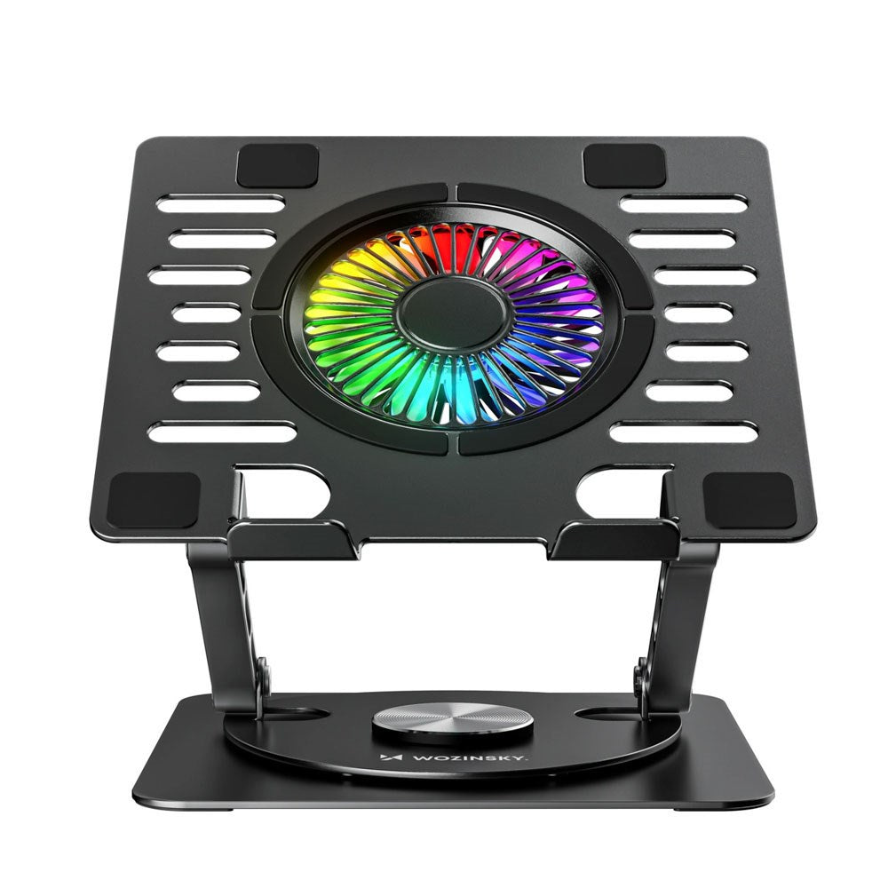 Wozinsky CoolBase Laptop- / Tabletstander m. RGB-Lys & Nedkøling - Sort