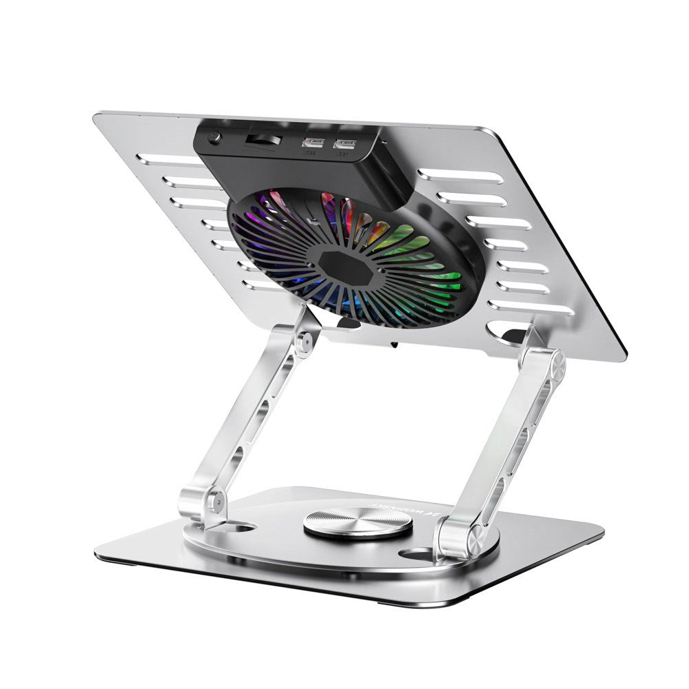 Wozinsky CoolBase Laptop- / Tabletstander m. RGB-Lys & Nedkøling - Grå