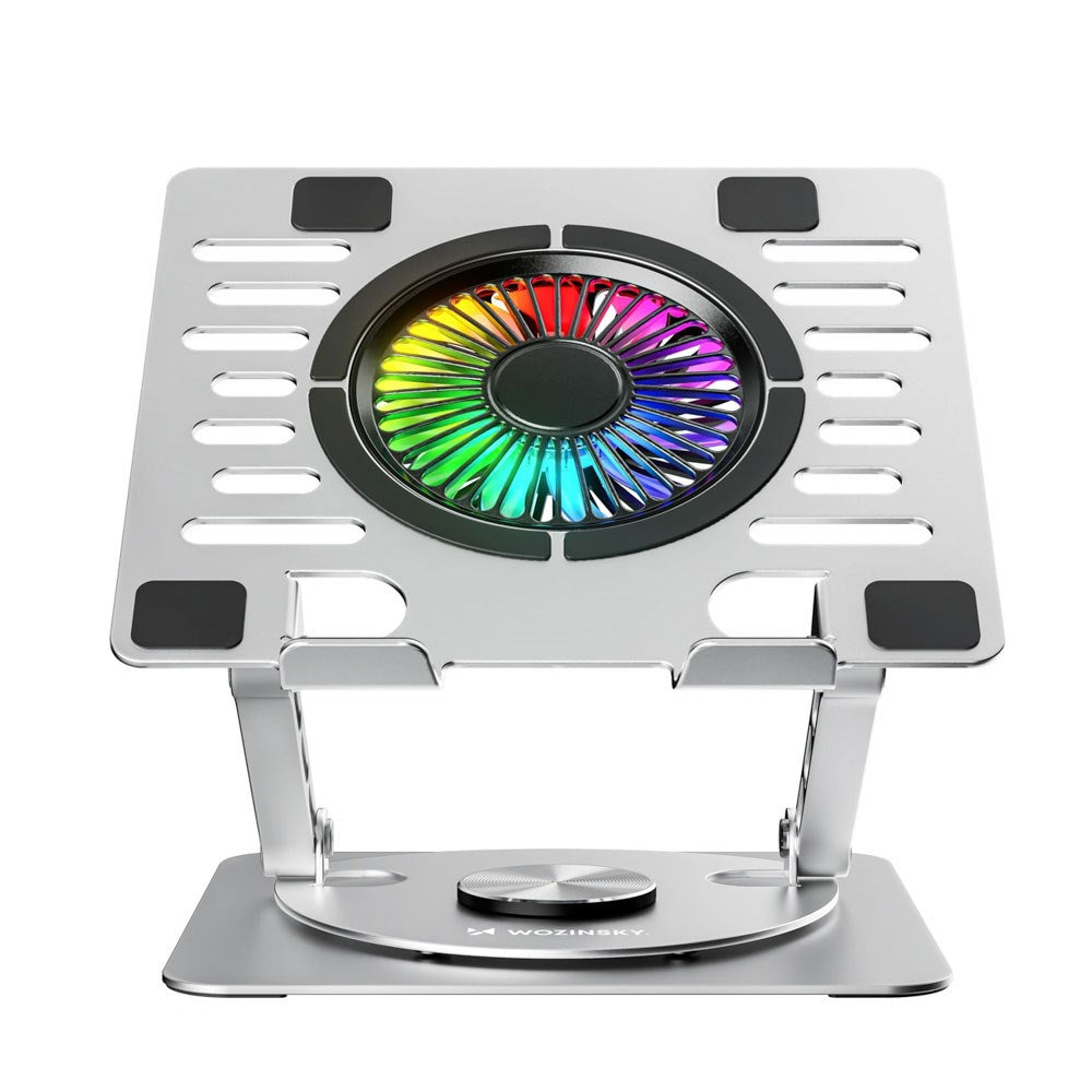Wozinsky CoolBase Laptop- / Tabletstander m. RGB-Lys & Nedkøling - Grå