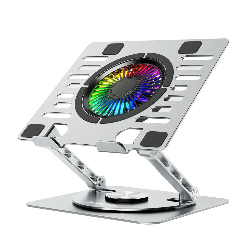Wozinsky CoolBase Laptop- / Tabletstander m. RGB-Lys & Nedkøling - Grå