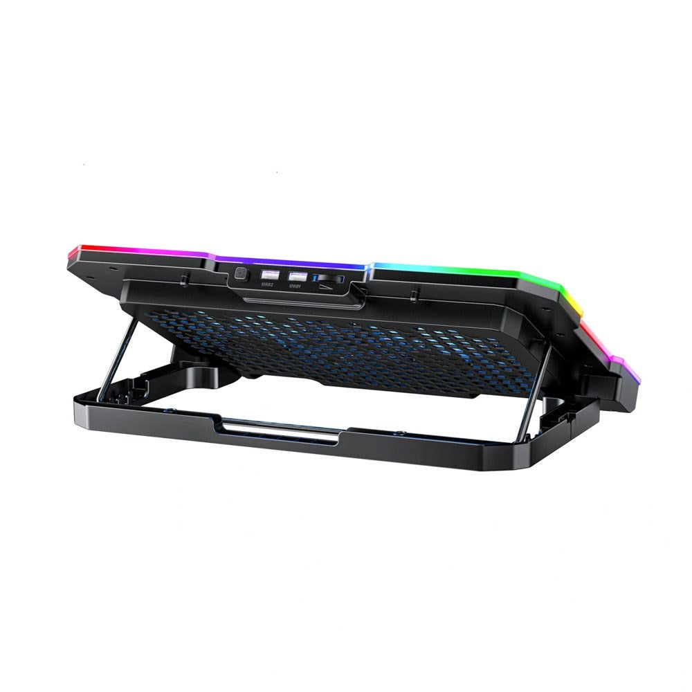Wozinsky NitroCool Computer Stander m. RGB-Lys & Nedkøling - Sort