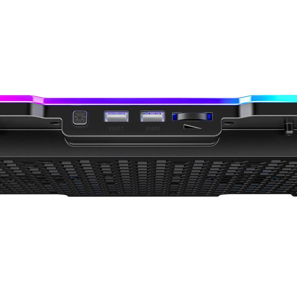 Wozinsky NitroCool Computer Stander m. RGB-Lys & Nedkøling - Sort