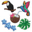 TFO 3D Klistermærker - 5 stk - Tropical Birds