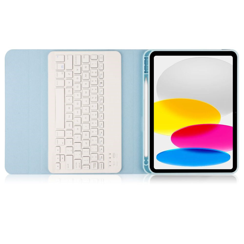 iPad 11" (2025) / iPad 10.9" (2024/2022) Tech-Protect Keyboard Cover m. Apple Pencil Holder - Engelsk Layout - Lyseblå