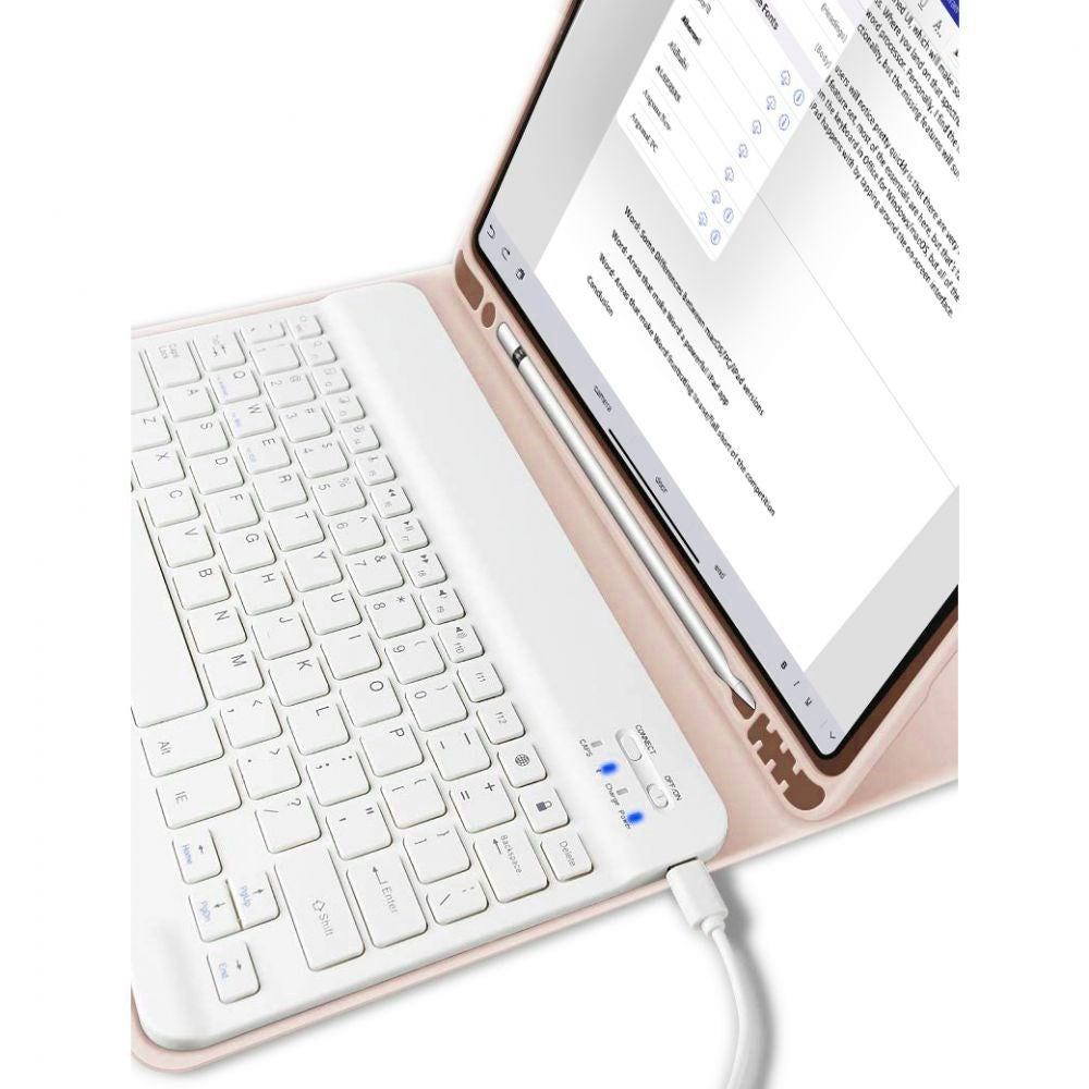 iPad 11" (2025) / iPad 10.9" (2024/2022) Tech-Protect Keyboard Cover m. Apple Pencil Holder - Engelsk Layout - Lyserød