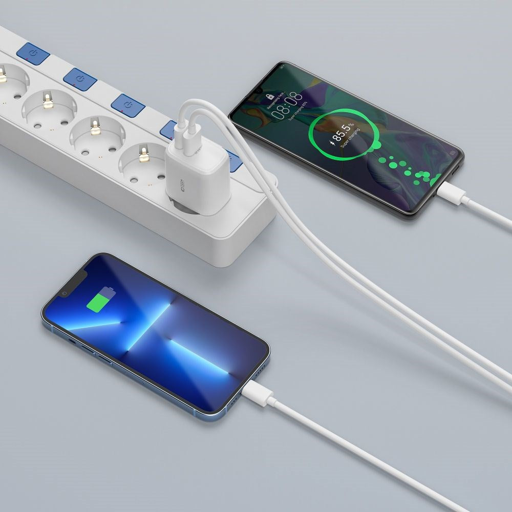 Tech-Protect PD 20W Vægoplader m. 1 x USB-C & 1 x USB-A - Hvid