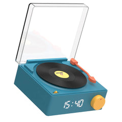 MOB - Bluetooth Højtaler m. Vækkeur - Vinyl Retro - Blå