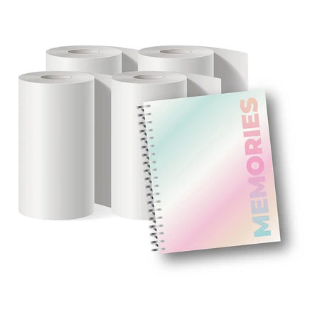 MOB Fotopapir til MOB Pixiprint Kamera - inkl. Mindebog & Stickers - 4 stk - Hvid